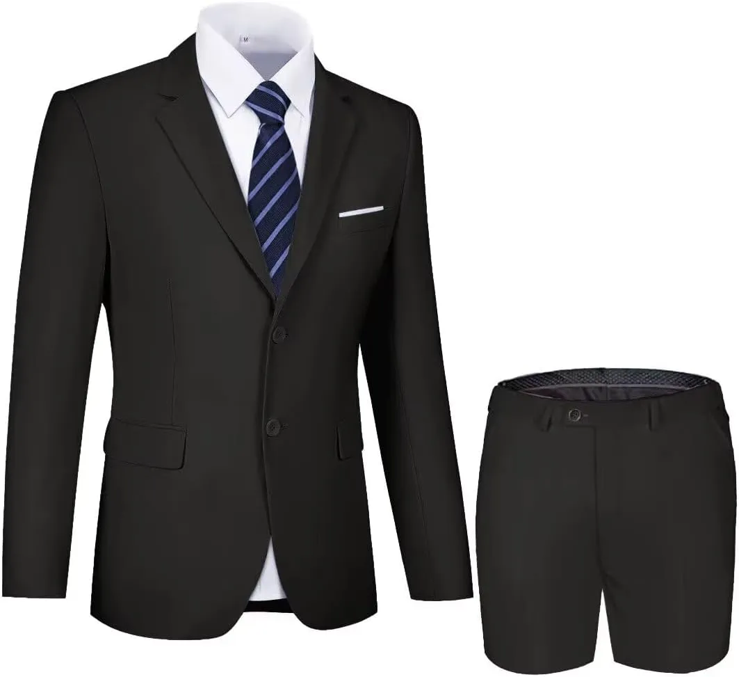 Shorts Suits for Men 2 Piece Slim Fit Two Buttons Tuxedo for Men Prom Party Summer Beach Wedding
