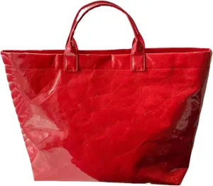 Shoulder HandbagLarge Capacity PVC Top Handle Bag for Women with Stylish Letter Print Handbag Kraft Paper Bag for Office and Daily Use
