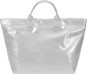Shoulder HandbagLarge Capacity PVC Top Handle Bag for Women with Stylish Letter Print Handbag Kraft Paper Bag for Office and Daily Use