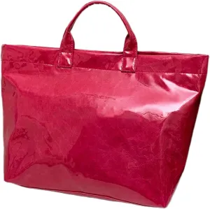 Shoulder HandbagLarge Capacity PVC Top Handle Bag for Women with Stylish Letter Print Handbag Kraft Paper Bag for Office and Daily Use