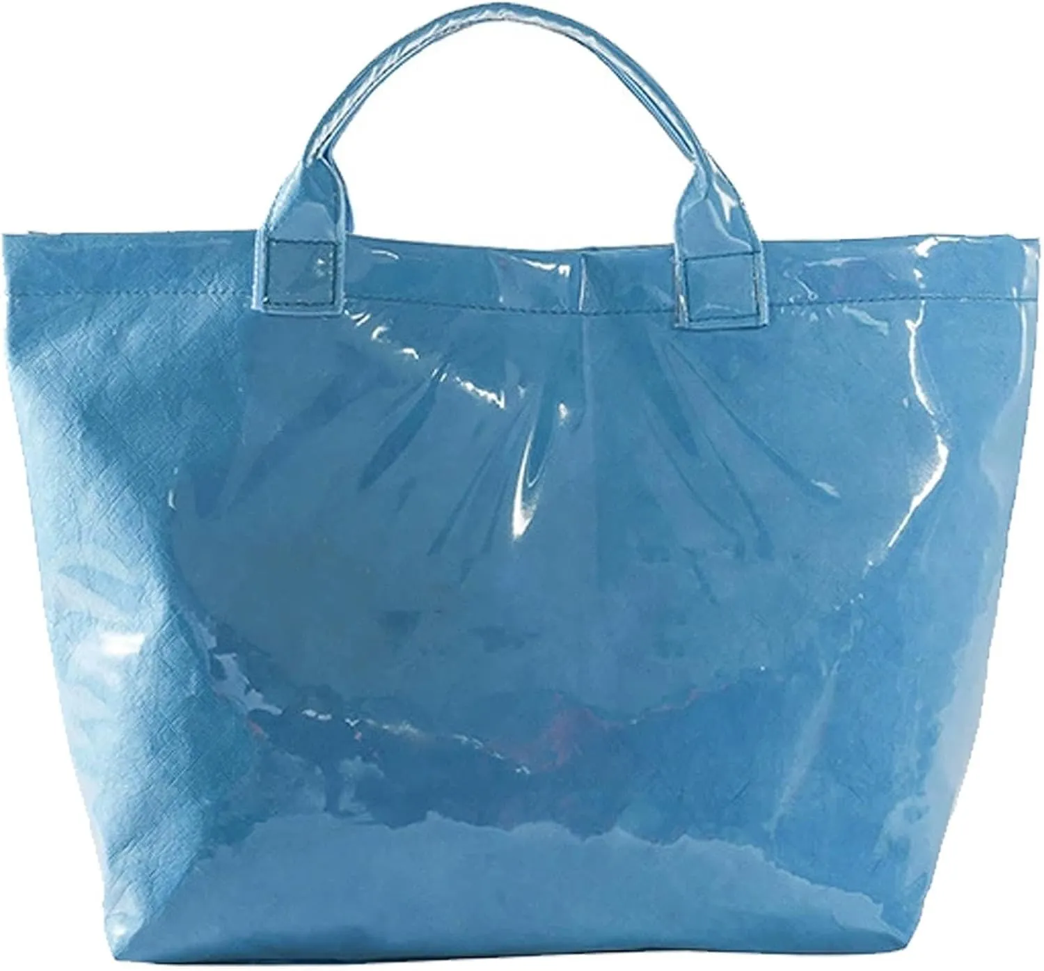 Shoulder HandbagLarge Capacity PVC Top Handle Bag for Women with Stylish Letter Print Handbag Kraft Paper Bag for Office and Daily Use