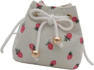 Shoulder HandbagStylish Corduroy Crossbody Bag with Strawberry Designs Bucket Bags Shoulder Purse for Casual Outings and Shopping