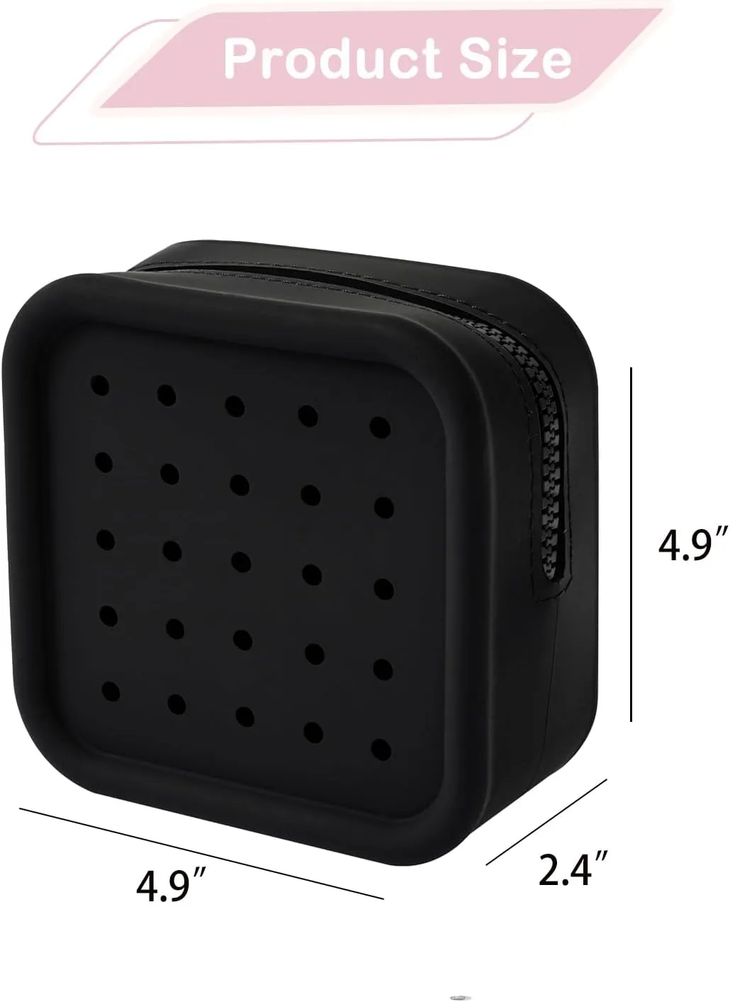 Silicone Makeup Bag with Holes, Small Waterproof Travel Cosmetic Bag, Stylish Travel Toiletry Pouch, Multi-Purpose with Holes Pouch Perfect for Sports, Beach, Pool(02Black)