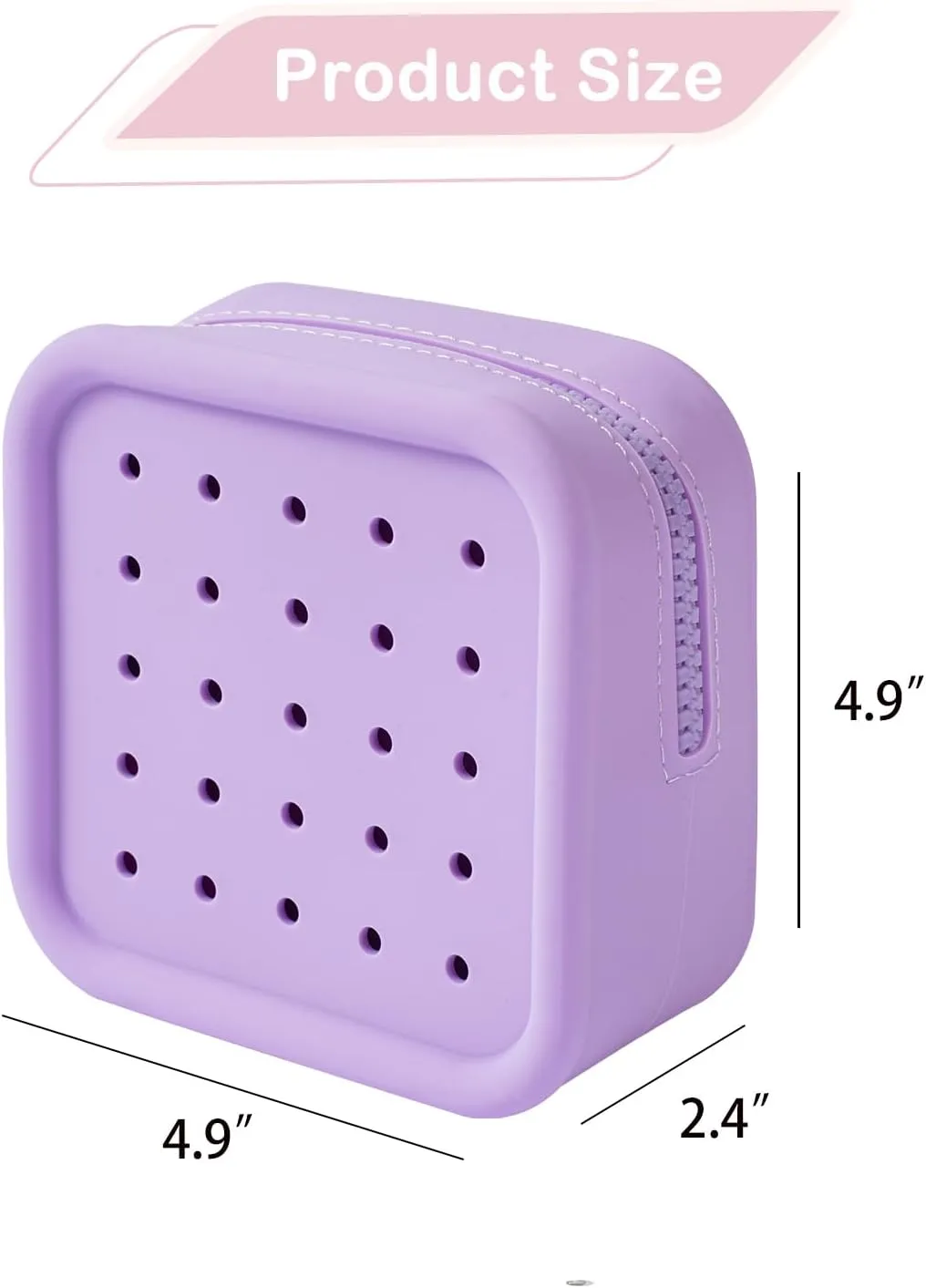 Silicone Makeup Bag with Holes, Small Waterproof Travel Cosmetic Bag, Stylish Travel Toiletry Pouch, Multi-Purpose with Holes Pouch Perfect for Sports, Beach, Pool(03Purple)
