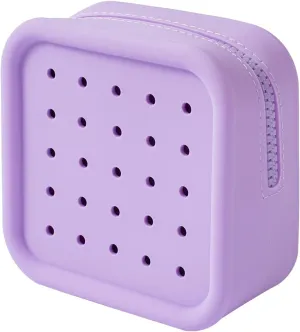Silicone Makeup Bag with Holes, Small Waterproof Travel Cosmetic Bag, Stylish Travel Toiletry Pouch, Multi-Purpose with Holes Pouch Perfect for Sports, Beach, Pool(03Purple)