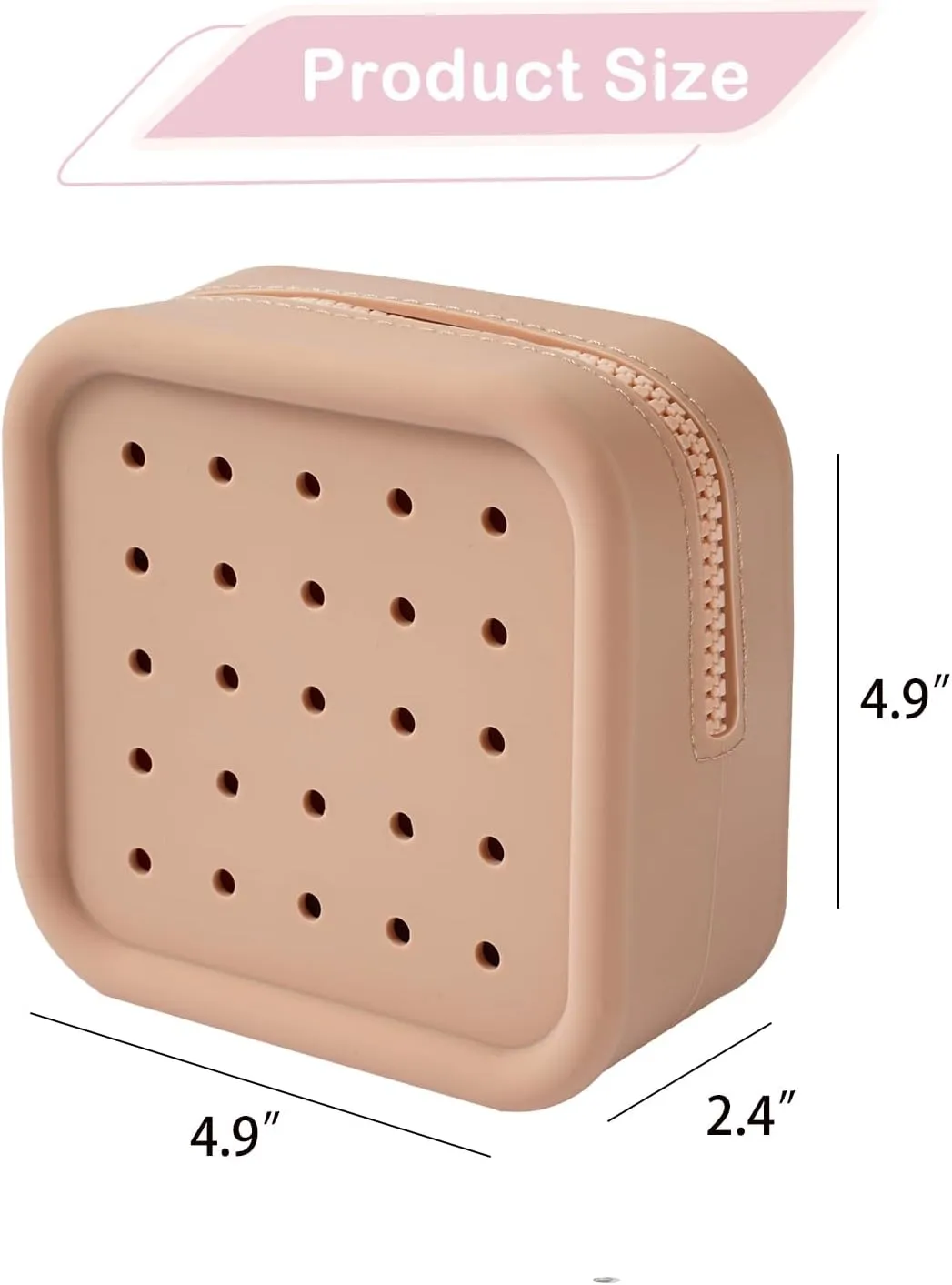 Silicone Makeup Bag with Holes, Small Waterproof Travel Cosmetic Bag, Stylish Travel Toiletry Pouch, Multi-Purpose with Holes Pouch Perfect for Sports, Beach, Pool(04Light Brown)