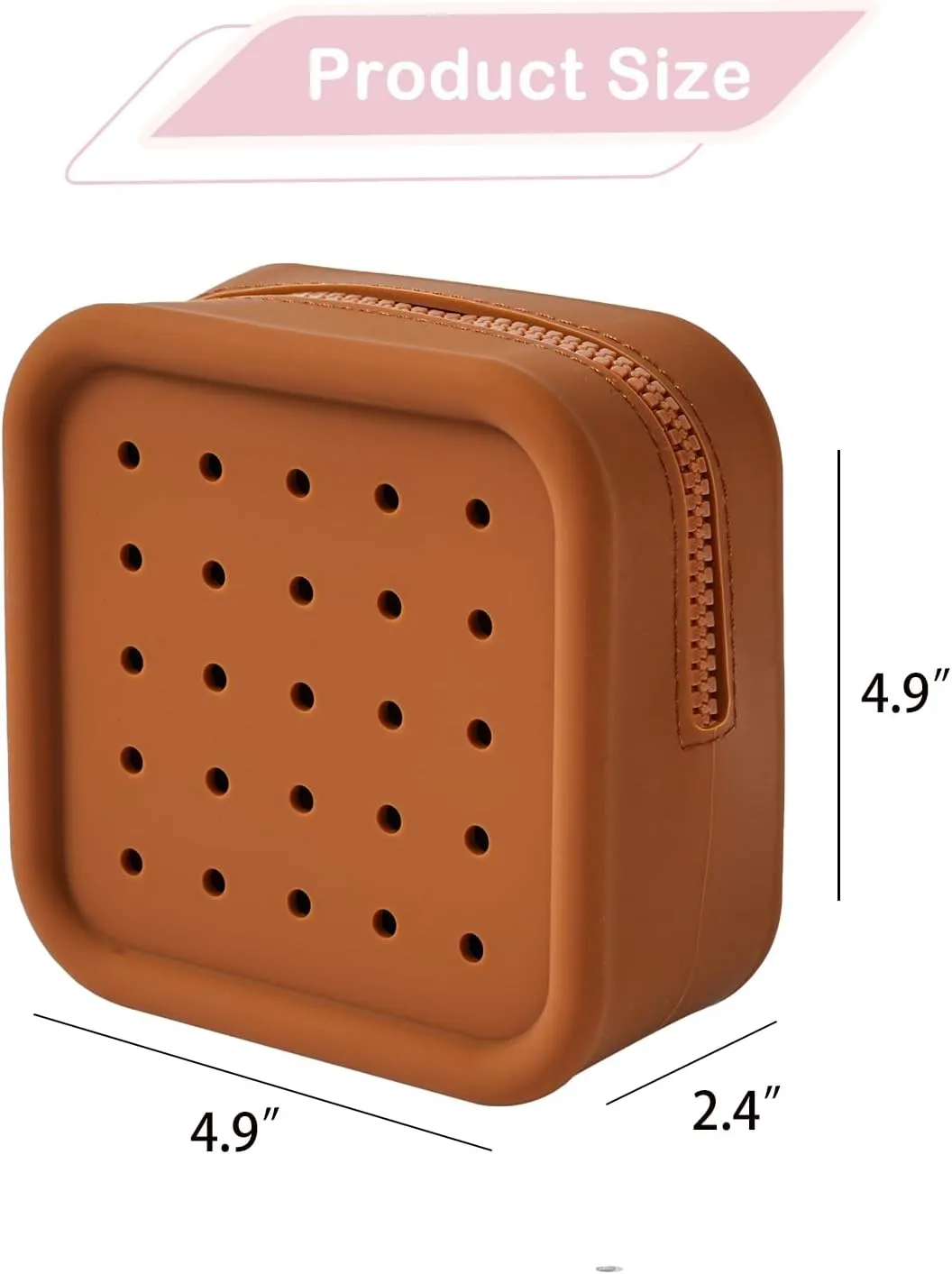 Silicone Makeup Bag with Holes, Small Waterproof Travel Cosmetic Bag, Stylish Travel Toiletry Pouch, Multi-Purpose with Holes Pouch Perfect for Sports, Beach, Pool(05Deep Brown)