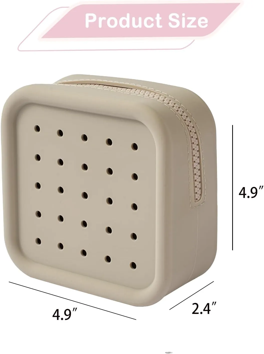 Silicone Makeup Bag with Holes, Small Waterproof Travel Cosmetic Bag, Stylish Travel Toiletry Pouch, Multi-Purpose with Holes Pouch Perfect for Sports, Beach, Pool(06Gray)