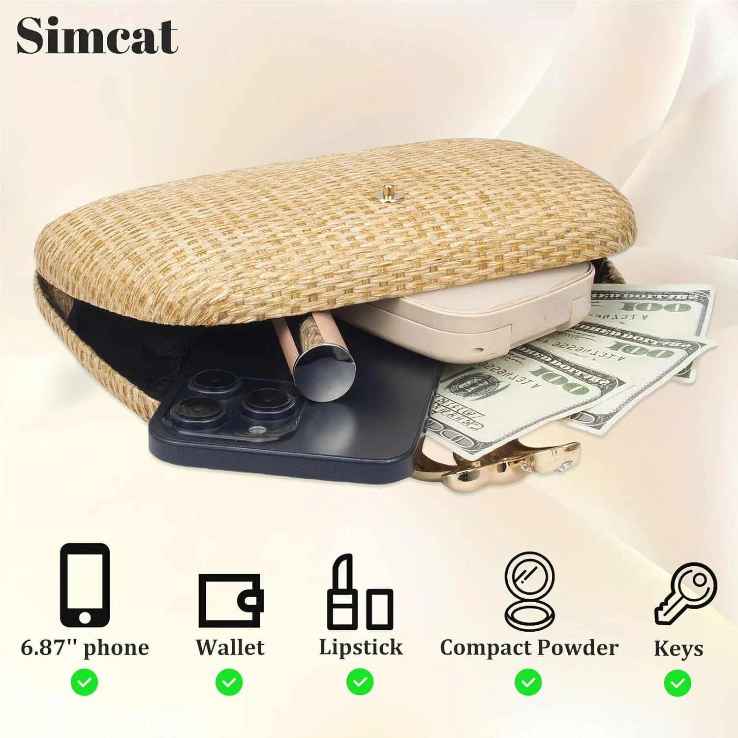 Simcat Glitter Clutch Purses for Women Elegant Evening Bag for Parties, Weddings and Formal Events