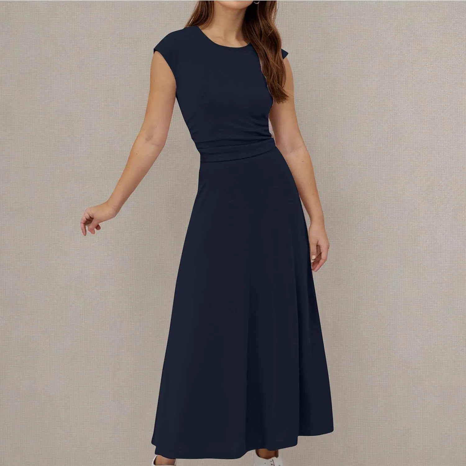 Skirt Sets Women 2 Piece Outfits Casual Ribbed Knit Crewneck Cap Sleeve Crop Top High Waisted Swing Maxi Skirts