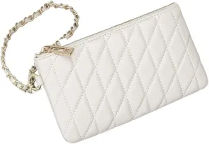 Slim Quilted Genuine Leather Zipper Chain Wristlet Strap Purse Mobile Phone Sheepskin Wallet for Women