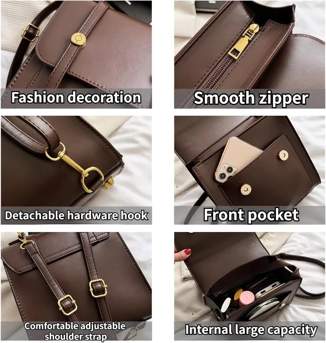 Small Backpack Leather for Women Mini Backpacks Purse Womens Backpack Purse Backpacks Purses, Brown, One Size