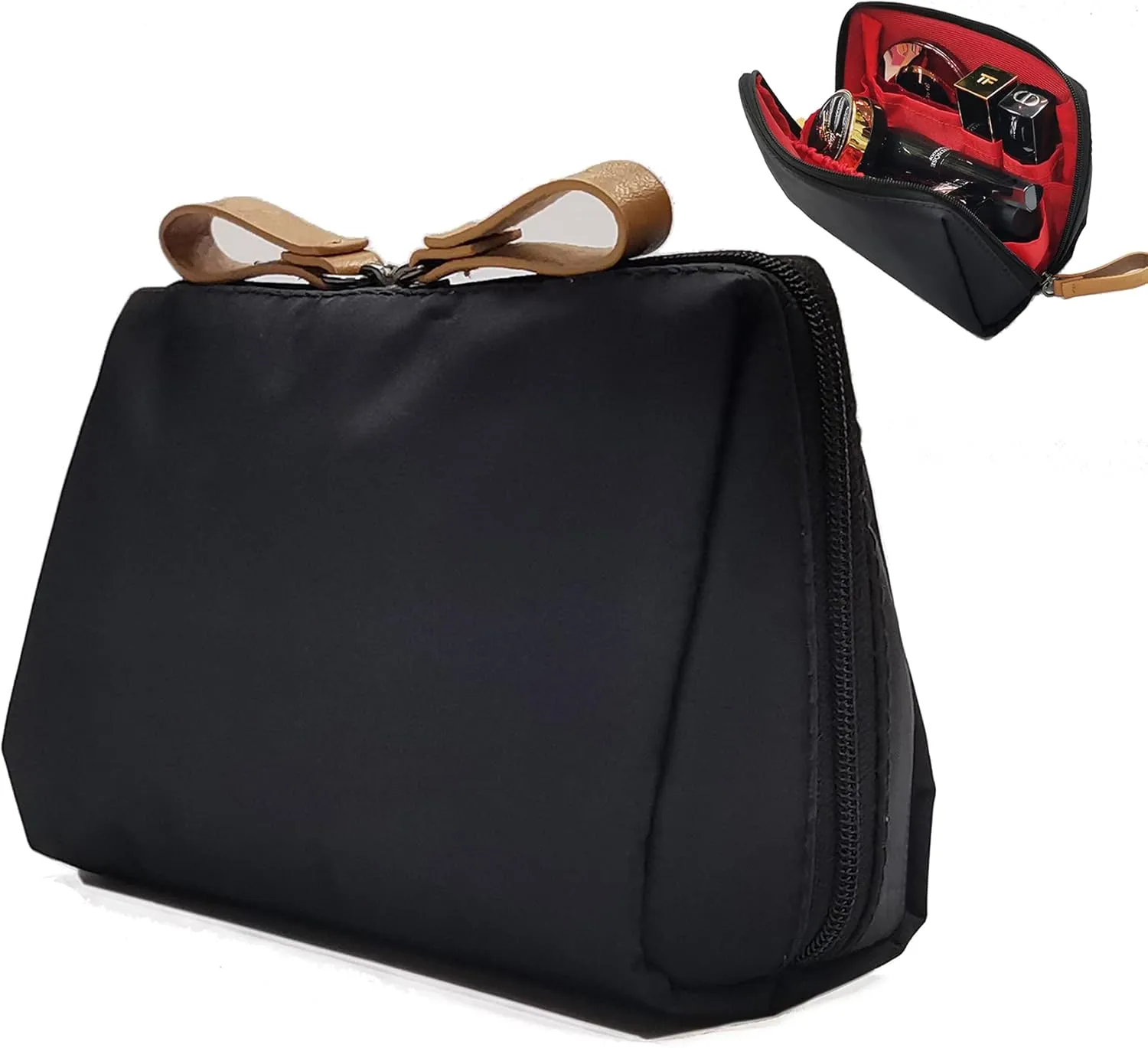 Small Makeup Bag for Purse, Makeup Pouch Small Cosmetic Bag Mini Portable Handbag for Women and Girls (Black)