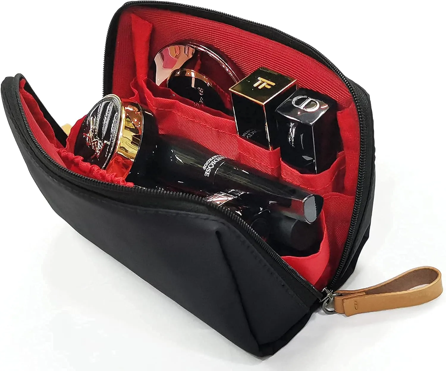 Small Makeup Bag for Purse, Makeup Pouch Small Cosmetic Bag Mini Portable Handbag for Women and Girls (Black)