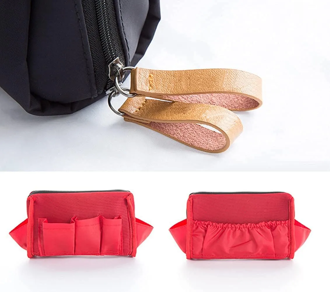 Small Makeup Bag for Purse, Makeup Pouch Small Cosmetic Bag Mini Portable Handbag for Women and Girls (Black)