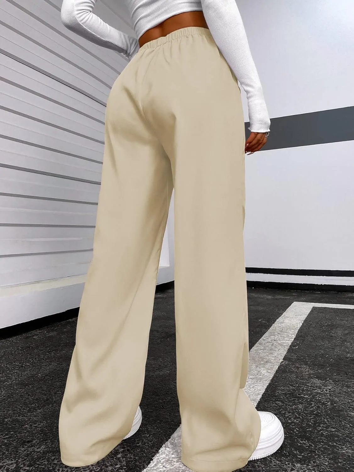 SOLY HUX Women's Cargo Pants Elastic High Waisted Loose Straight Jogger Leg Pocket Trousers Y2K Pants