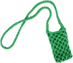 Straw Shoulder Bag for Women Handmade Knitting Cellphone Purse Bag With Shoulder Strap