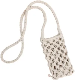 Straw Shoulder Bag for Women Handmade Knitting Cellphone Purse Bag With Shoulder Strap
