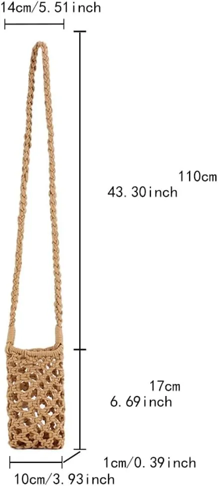 Straw Shoulder Bag for Women Handmade Knitting Cellphone Purse Bag With Shoulder Strap