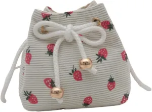Strawberry Themed Bucket Handbag With Adjustable Strap Shoulder Purse Crossbody Bags For Daily Activities And Event