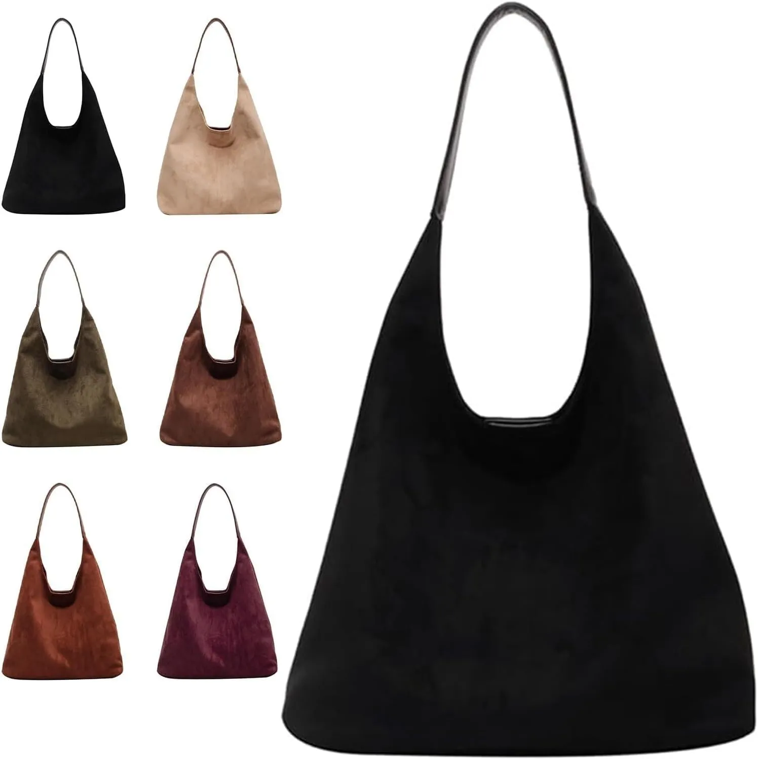Suede Bucket Bag Crossbody Hobo Shoulder Tote Handbag for Women Large Slouchy Purse Suede Handbags Collection
