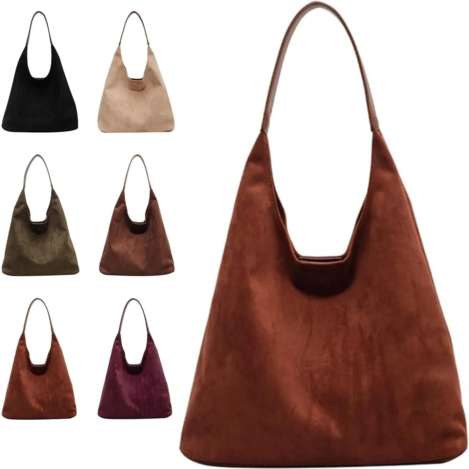 Suede Bucket Bag Crossbody Hobo Shoulder Tote Handbag for Women Large Slouchy Purse Suede Handbags Collection