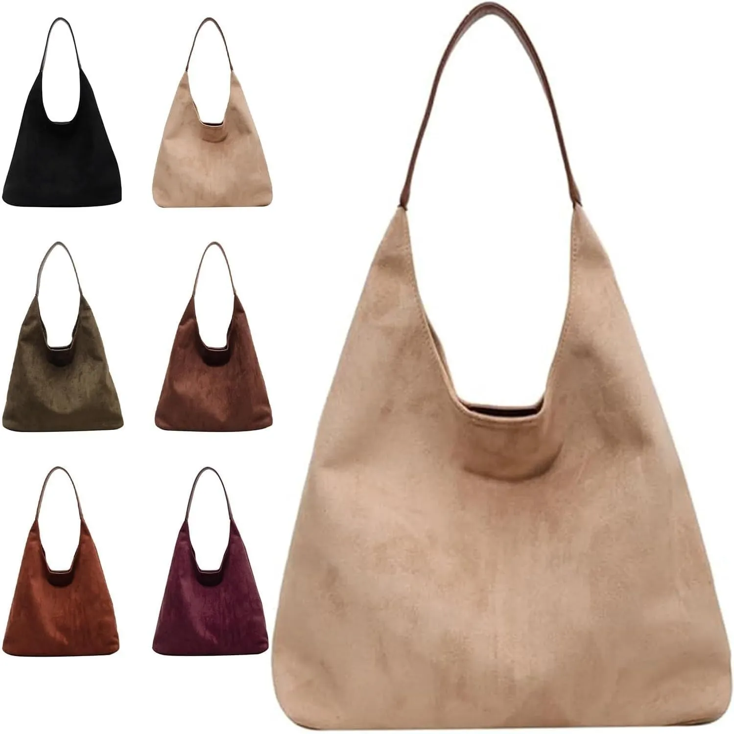 Suede Bucket Bag Crossbody Hobo Shoulder Tote Handbag for Women Large Slouchy Purse Suede Handbags Collection