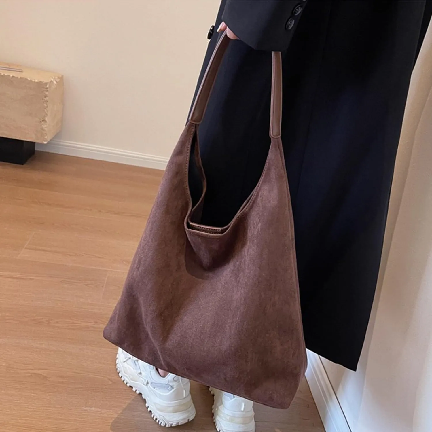 Suede Bucket Bag Crossbody Hobo Shoulder Tote Handbag for Women Large Slouchy Purse Suede Handbags Collection
