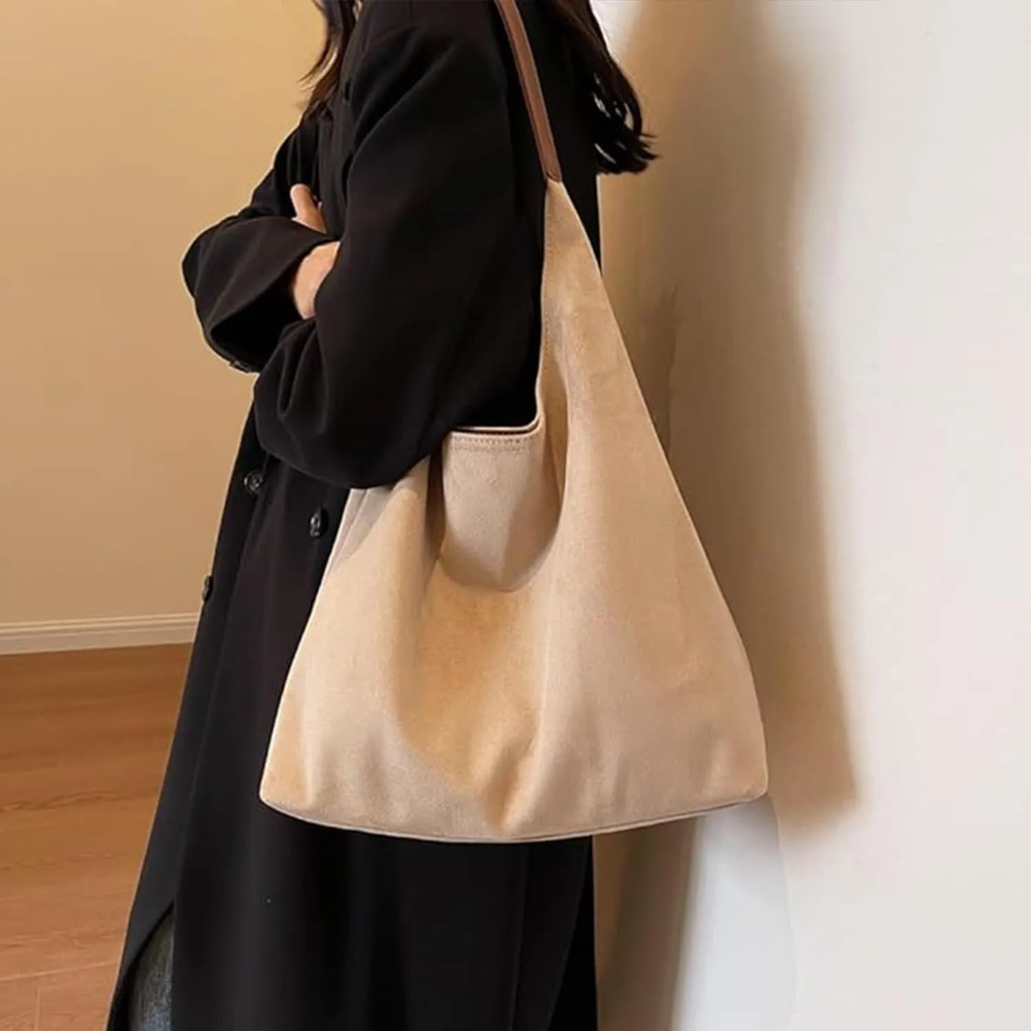 Suede Bucket Bag Crossbody Hobo Shoulder Tote Handbag for Women Large Slouchy Purse Suede Handbags Collection