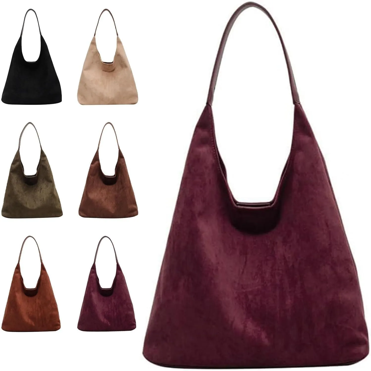 Suede Bucket Bag Crossbody Hobo Shoulder Tote Handbag for Women Large Slouchy Purse Suede Handbags Collection