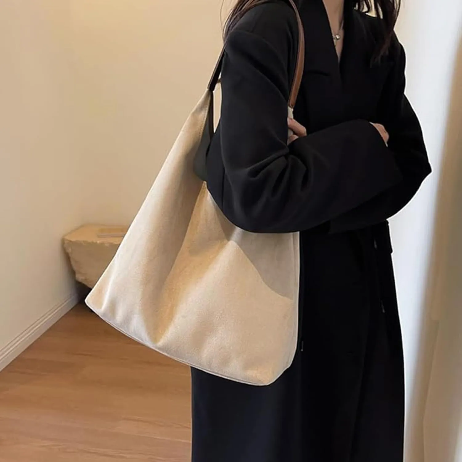 Suede Bucket Bag Crossbody Hobo Shoulder Tote Handbag for Women Large Slouchy Purse Suede Handbags Collection
