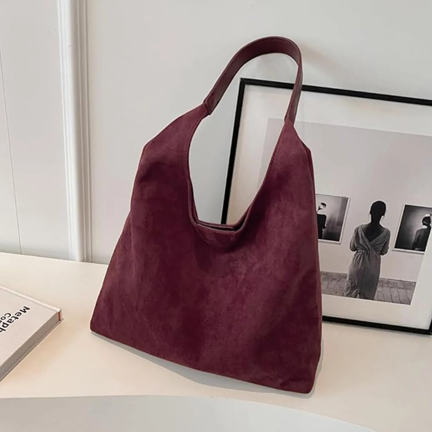Suede Bucket Bag Crossbody Hobo Shoulder Tote Handbag for Women Large Slouchy Purse Suede Handbags Collection