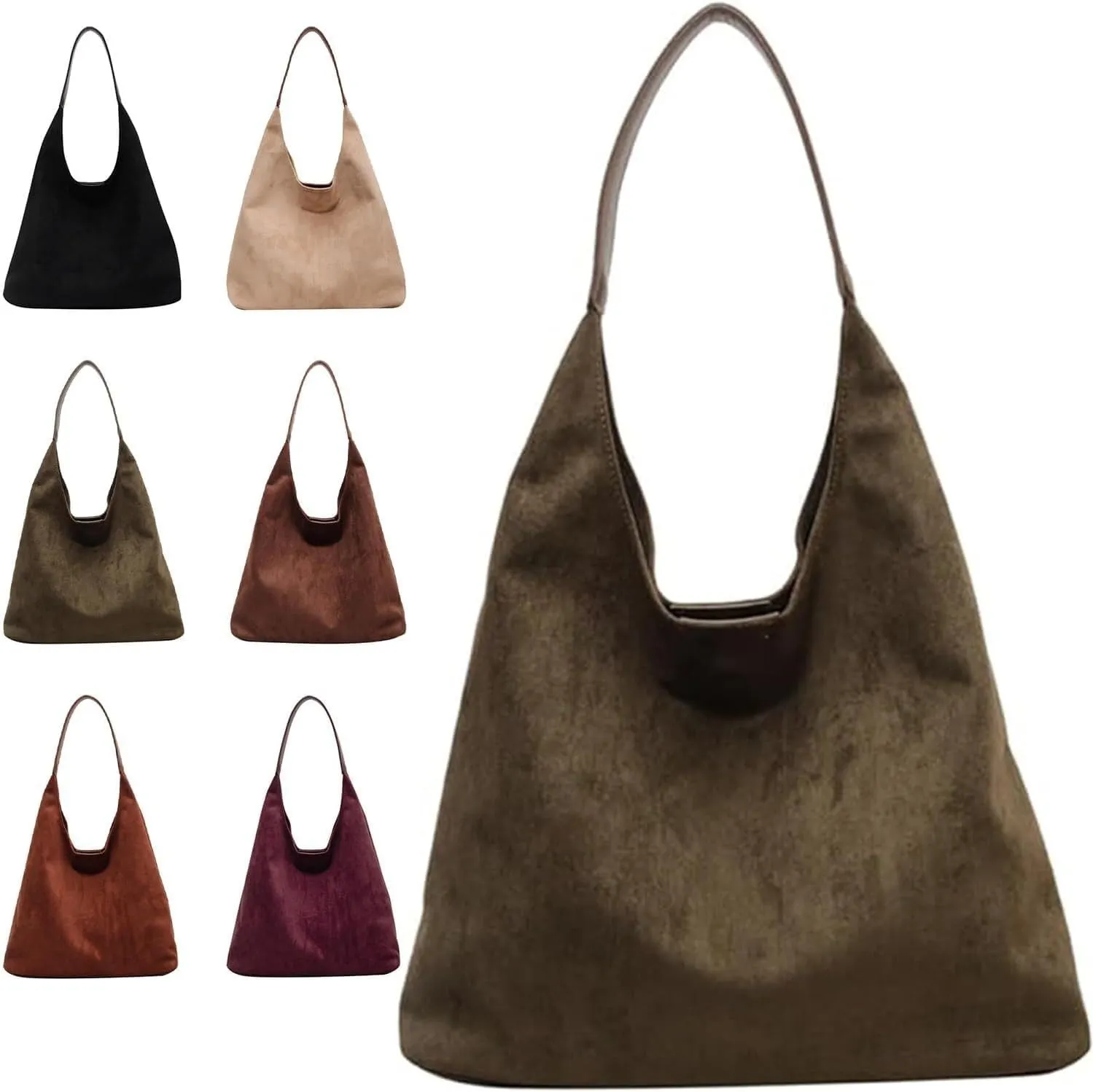 Suede Bucket Bag Crossbody Hobo Shoulder Tote Handbag for Women Large Slouchy Purse Suede Handbags Collection