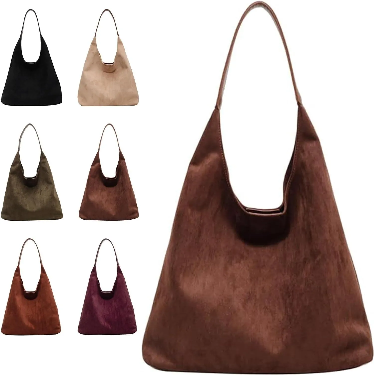 Suede Bucket Bag Crossbody Hobo Shoulder Tote Handbag for Women Large Slouchy Purse Suede Handbags Collection