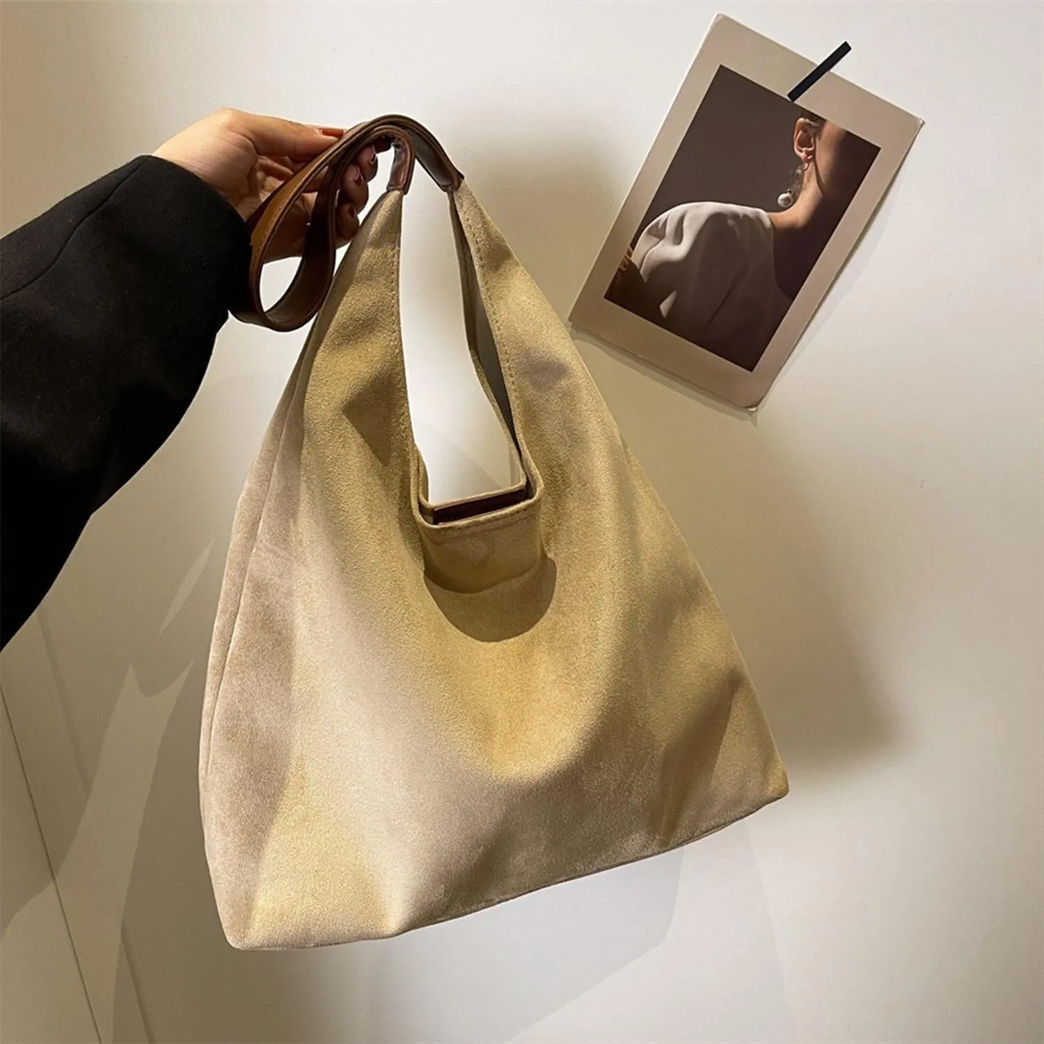 Suede Bucket Bag Crossbody Hobo Shoulder Tote Handbag for Women Large Slouchy Purse Suede Handbags Collection