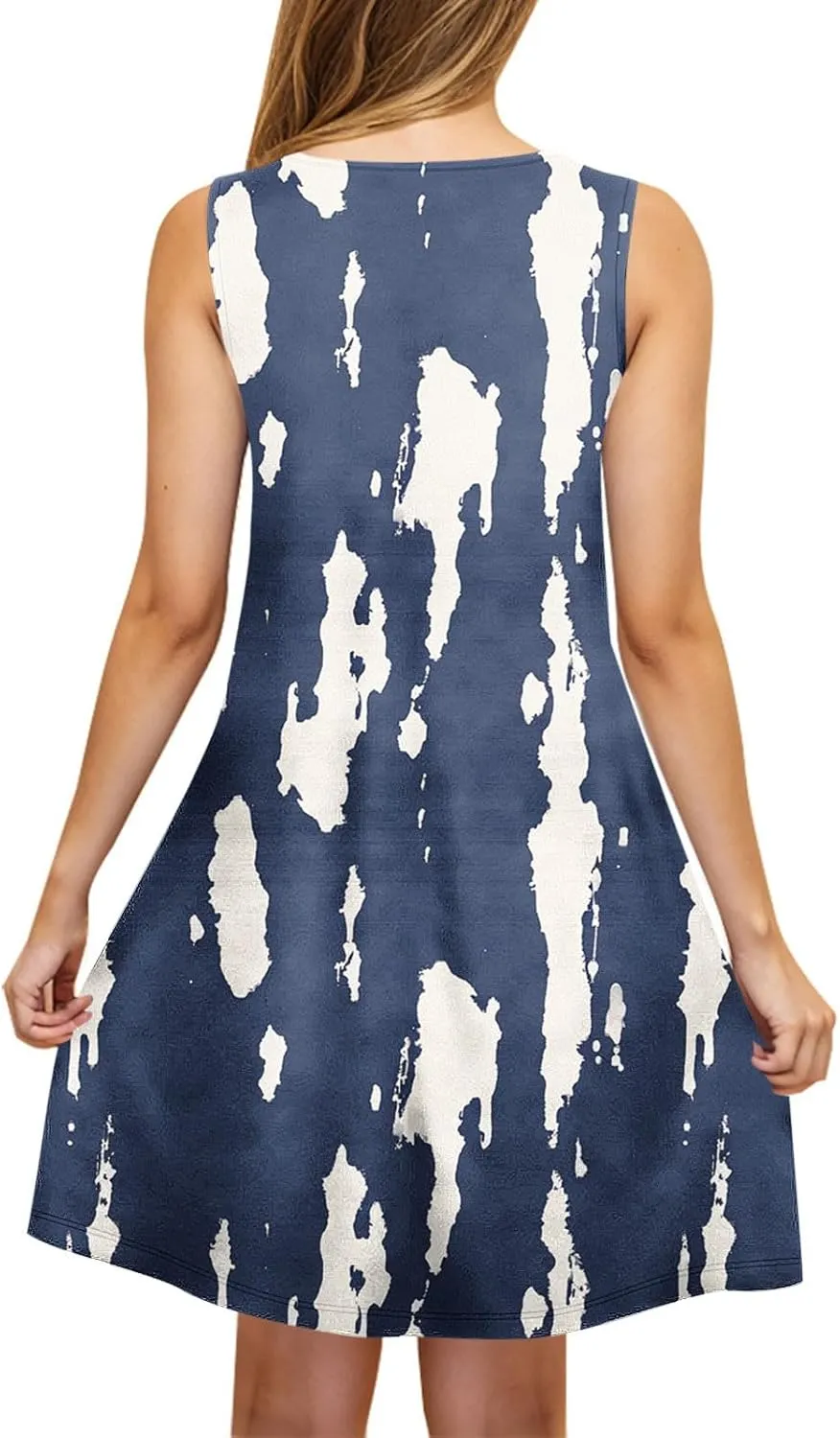 Summer Dresses for Women 2025 Boho Floral Sleeveless Midi Dress Pleated Flowy Dress Casual Loose Beach Outfits