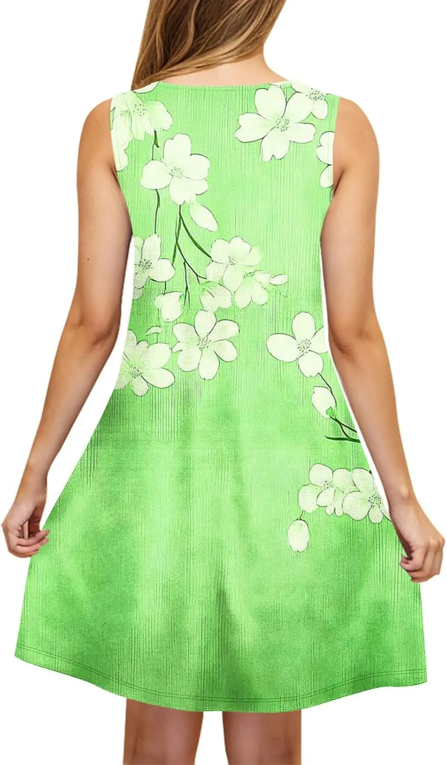 Summer Dresses for Women 2025 Boho Floral Sleeveless Midi Dress Pleated Flowy Dress Casual Loose Beach Outfits