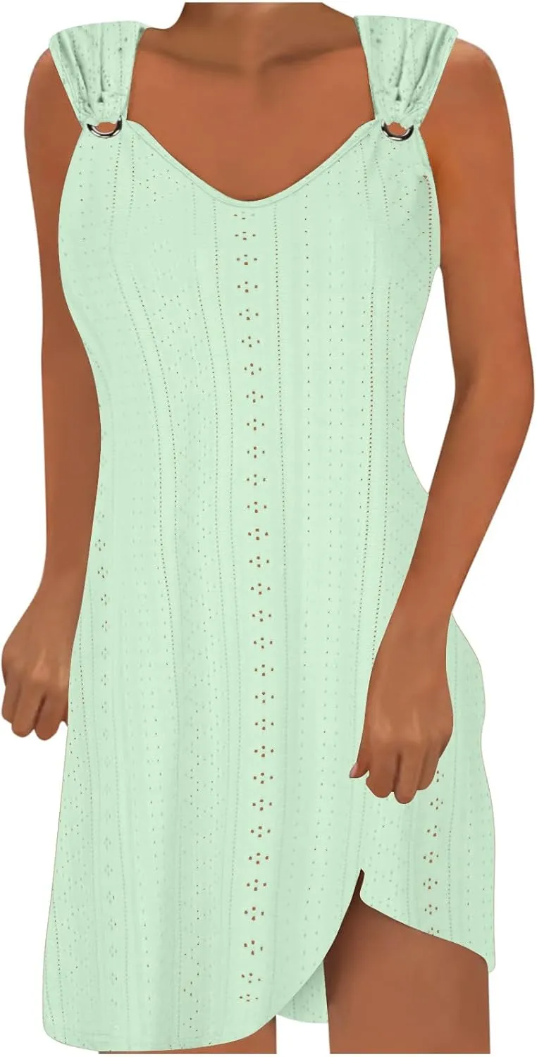 Summer Dresses for Women 2025 Sleeveless Beach Casual Sundresses Swimsuit Cover Ups Spring Casual Loose Tank Dress