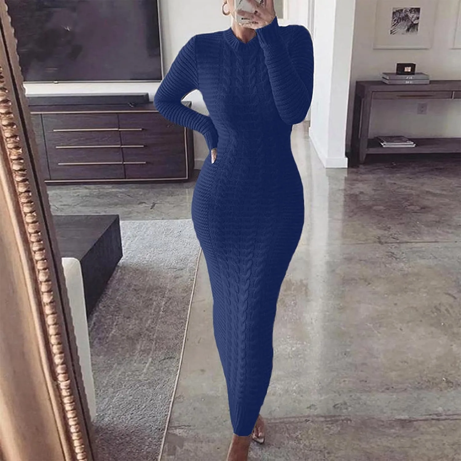 Sweater Dresses for Women,Sexy Bodycon Long Sleeve Dress for Winter Plus Size Pullover Dress for Party Evening