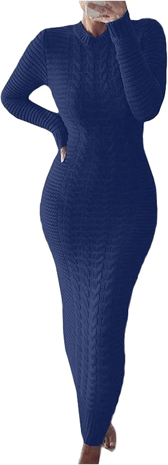 Sweater Dresses for Women,Sexy Bodycon Long Sleeve Dress for Winter Plus Size Pullover Dress for Party Evening