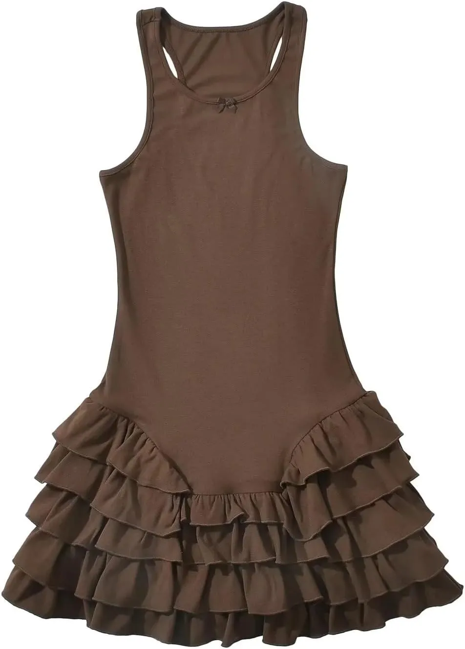 Tank Ruffle Mini Dress Basque Waist Summer Y2k Sleeveless Bodycon Sexy Sundress Boat Neck Flowy Vacation Outfits
