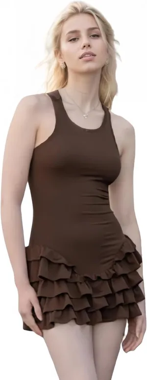 Tank Ruffle Mini Dress Basque Waist Summer Y2k Sleeveless Bodycon Sexy Sundress Boat Neck Flowy Vacation Outfits