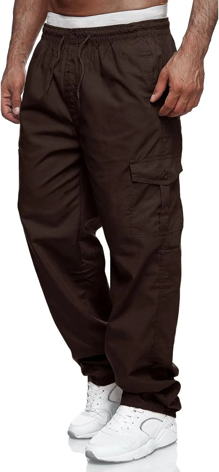 THWEI Mens Cargo Pants Casual Drawstring Athletic Jogger Sports Outdoor Trousers
