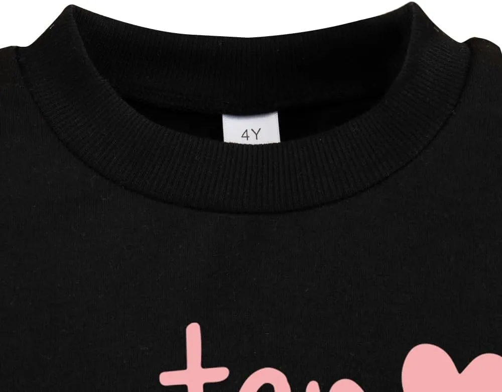 Toddler Girl Clothes Sets- Letter Graphic Print Sweatshirt and Leggings Outfit Set- Spring Fall Outfits for Girls