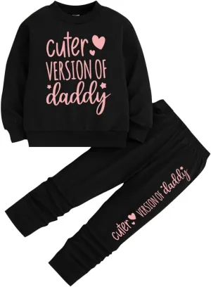 Toddler Girl Clothes Sets- Letter Graphic Print Sweatshirt and Leggings Outfit Set- Spring Fall Outfits for Girls