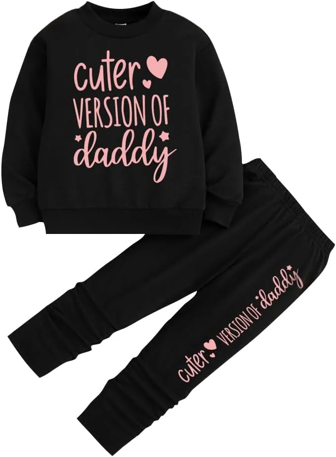 Toddler Girl Clothes Sets- Letter Graphic Print Sweatshirt and Leggings Outfit Set- Spring Fall Outfits for Girls