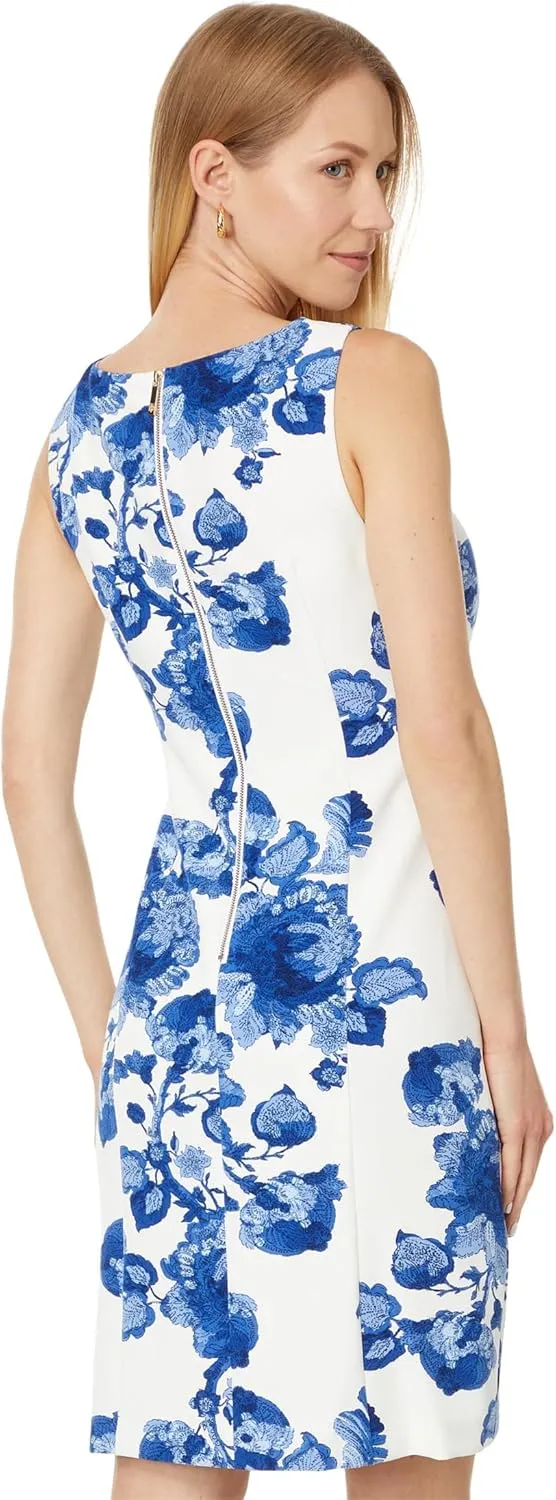 Tommy Hilfiger Women's Sleeveless Boat Neck Fold Detail Sheath Mini Dress