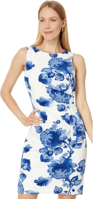 Tommy Hilfiger Women's Sleeveless Boat Neck Fold Detail Sheath Mini Dress