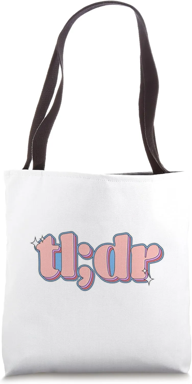 Too Long Didn't Read: Brainrot Meme Retro Sparkle tl;dr Tote Bag