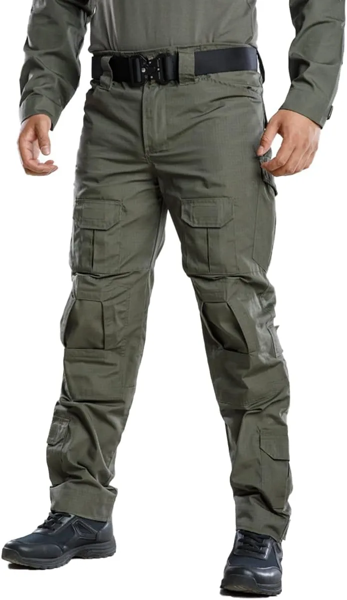 TRGPSG Men's Hiking Pants, Ripstop Camo Cargo Pants, Multi-Pocket Casual Work Pants